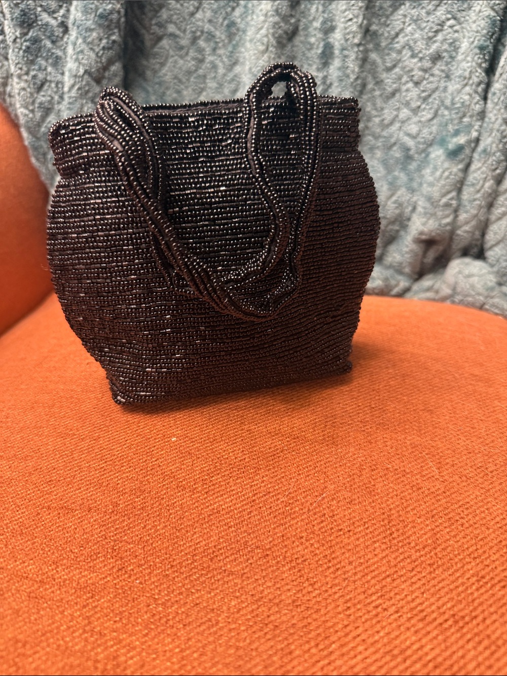 Source Unknown Black Beaded Mini Tote